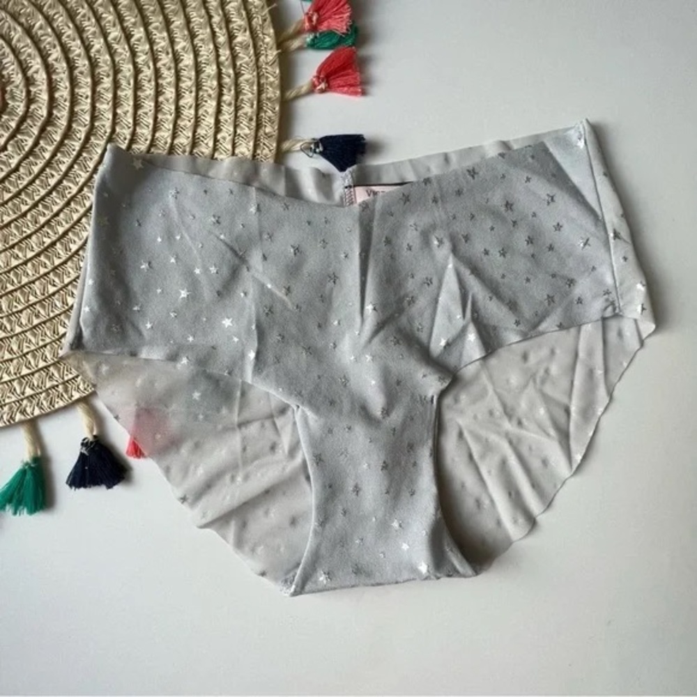 Victoria's Secret Foil-Print No-Show Hiphugger Panty Flint Gray Twinkle XS NEW